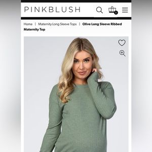 PinkBlush Olive Long Sleeve Ribbed Maternity Top